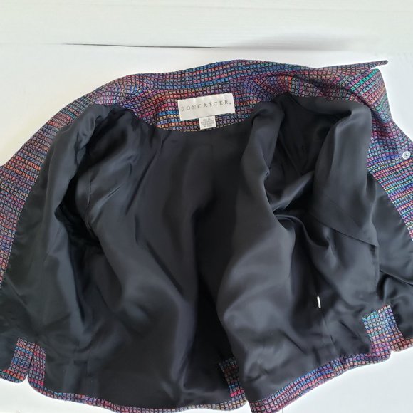 DONCASTER 100% Silk Multicolor Short Length Blazer / Jacket - Picture 7 of 7